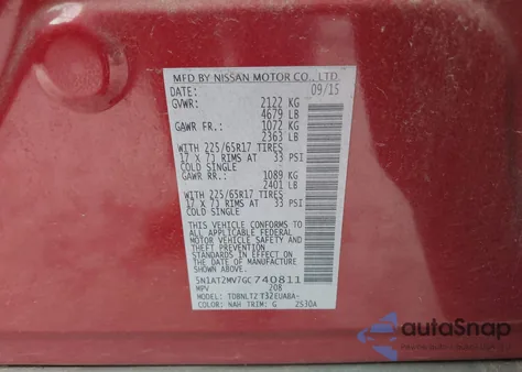 2016 Nissan Rogue Sv из США, поврежденный, VIN 5N1AT2MV7GC740811